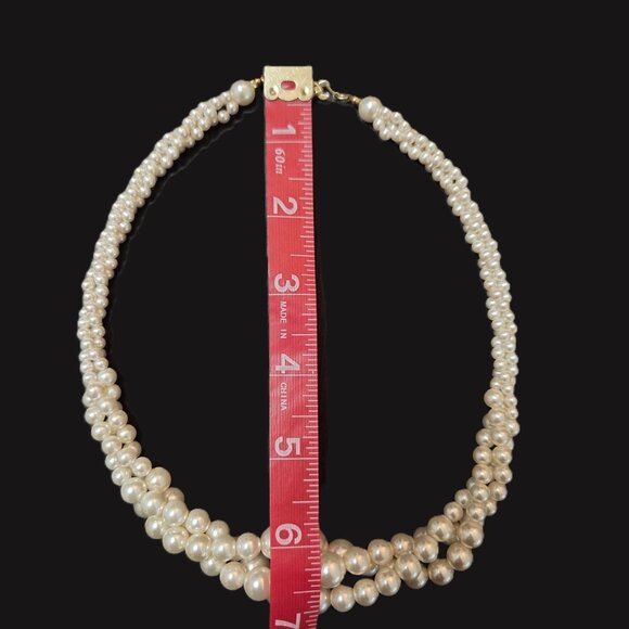 Timeless RMN Faux Pearl Graduated Twisted Triple Strand Necklace - Picture 7 of 8